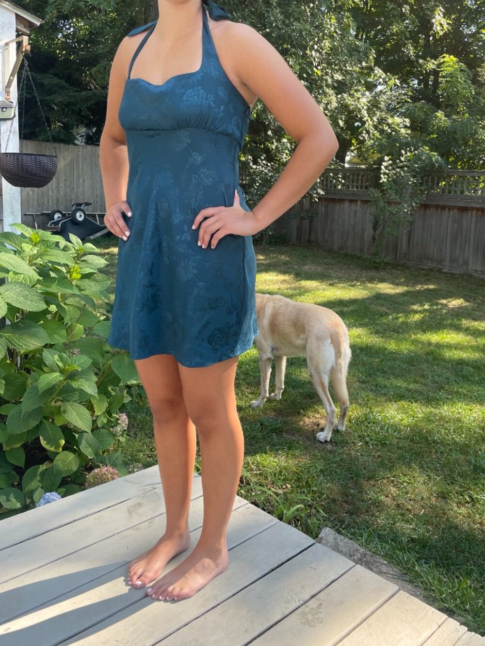 Wild Fable teal halter mini dress - M